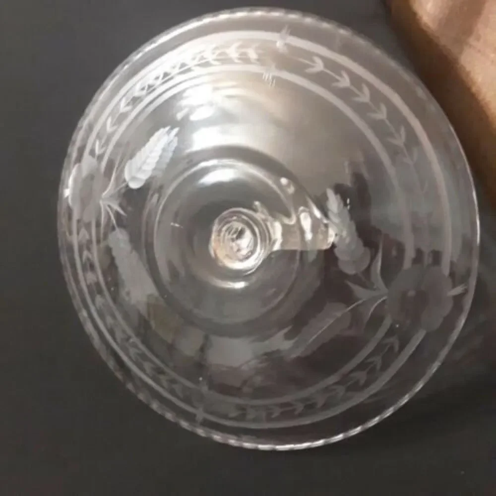 Vintage Elegant Depression Glass Tidbit Tray Clear Etched 1920s
